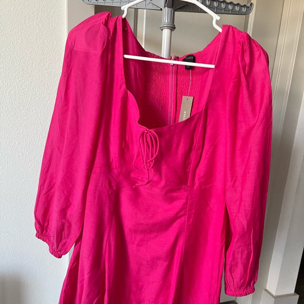 JCrew Hot Pink Midi Dress, Long Sleeve, Size 4